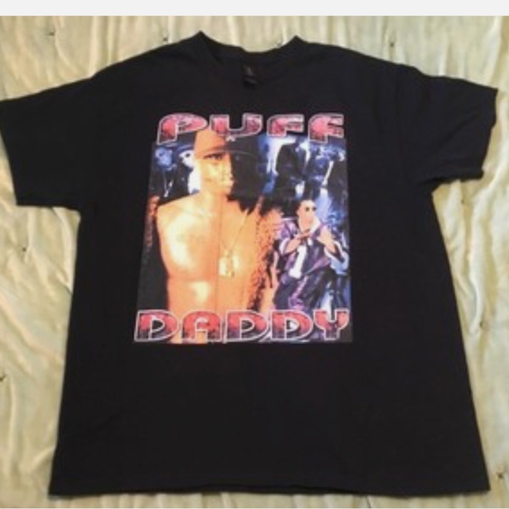 VTG PUFF DADDY P DIDDY GILDAN BLACK T-SHIRT SIZE LARGE!